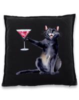 Polštářek s potiskem Kočka s martini