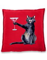 Polštářek s potiskem Kočka s martini
