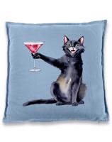 Polštářek s potiskem Kočka s martini