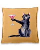Polštářek s potiskem Kočka s martini