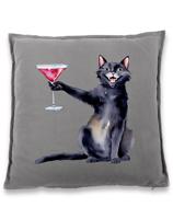 Polštářek s potiskem Kočka s martini