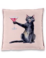Polštářek s potiskem Kočka s martini