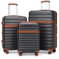 Sada 3 cestovních ABS+PC kufrů Kono 33L/57L/87L - šedo hnědá