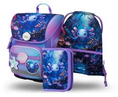 Školní 3 set - aktovka, penál, sáček BAAGL Ergo Axolotl - 19 L