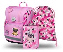 Školní 3 set - aktovka, penál, sáček BAAGL Ergo Tlapky - 19 L