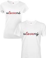 Svatební párová trička s potiskem Ulovená/Ulovený - dárek pro novomanžele