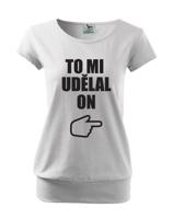 Těhotenské tričko s potiskem To mi udělal on - s dopravou jen za 46 Kč
