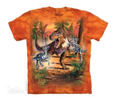 The Mountain Dětské batikované tričko - Dinosauří Bitva - oranžová Velikost: XL