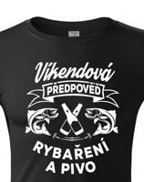 Tričko pro rybáře Víkendová předpověď rybaření a pivo