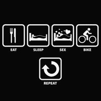 Tričko s potiskem cyklisty EAT, SLEEP, SEX, BIKE, REPEAT