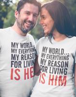 Trika pro páry My reason for living is her - him - dárek k Valentýnu