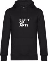 Unisex čierna mikina s kapucňou UK - FCLTY OF ARTS