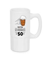 Úzký pivní půllitr – Propíjím se k dokonalosti | Dárek k narozeninám pro muže