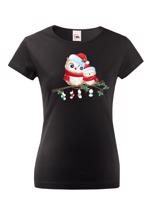 Vánoční dámské tričko s potiskem vánočních soviček