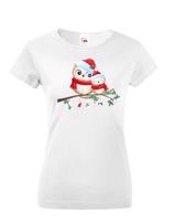 Vánoční dámské tričko s potiskem vánočních soviček
