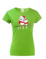 Vánoční dámské tričko s potiskem vánočních soviček