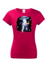Vtipné dámské tričko s potiskem Ufo a koček - tričko pro milovníky koček