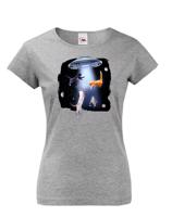 Vtipné dámské tričko s potiskem Ufo a koček - tričko pro milovníky koček