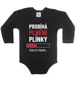 Vtipné dětské bodyčko s potiskem "Probíhá plnění plenky. Čekejte prosím ".