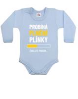 Vtipné dětské bodyčko s potiskem "Probíhá plnění plenky. Čekejte prosím ".