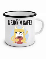 Vtipný plecháček pro milovníky kávy s potiskem "Nejdřív kávu"