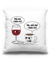 Vtipný polštář pro milovníky kávy a vína - skvělý dárek k narozeninám