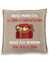 Vtipný polštářek s lenošící pandou s potiskem - Když mám čas.