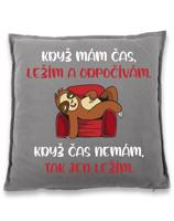 Vtipný polštářek s lenošící pandou s potiskem - Když mám čas.
