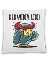 Vtipný polštářek s motivem Nenávidím lidi - dárek na narozeniny