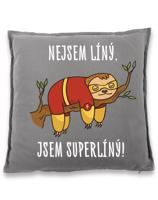 Vtipný vankúš s potiskem Nejsem líný. Jsem superlíný! - skvělý dárek