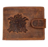 WILD Kožená peněženka s přeskou Hasiči - hnědá