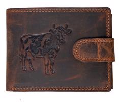 WILD Kožená peněženka s přeskou Kráva - hnědá