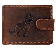WILD Kožená peněženka s přeskou Vlčák - hnědá
