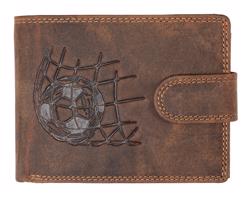 WILD Luxusní pánská peněženka s přezkou - FOTBAL - hnědá ART-895