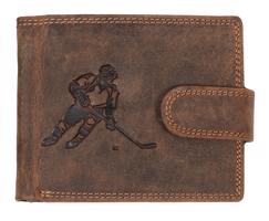 WILD Luxusní pánská peněženka s přezkou - HOKEJ - hnědá ART-895