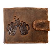 WILD Luxusní pánská peněženka s přezkou - PIVO - hnědá ART-895