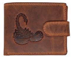 WILD pánská peněženka s přezkou - Štír - hnědá ART-895