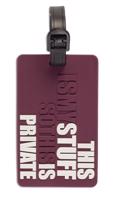 WORLDPACK silikonová jmenovka na zavazadla XXL 6,5 x 10,5 cm - THIS STUFF IS PRIVATE - bordó 10449